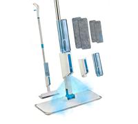 Living and Home 2-in-1 360° Rotating Spray Mop & Window Squeegee Scrub 350ML Water Tank with 4 Pads (Replaceable) for Dry Wet in White Living and Home White