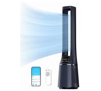 Living And Home 2-In-1 Electric Quiet Bladeless Tower Fan App Remote Control W/ Touch Screen Led Display ,10 Speeds ,hepa Filter In Blue Blue