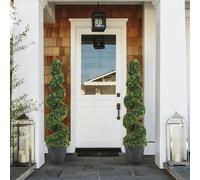 Living and Home 2 Pack Artificial Topiary Spiral Boxwood Tree Fake Plant - 120cm