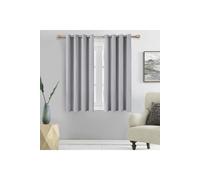 Living and Home 2 Panels Grey Blackout Curtains Polyester Drop Eyelet Curtains for Bedroom and Living Room, 117cm W x 137 cm H - Light Grey