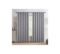 Living and Home 2 Panels Grey Blackout Curtains Polyester Drop Eyelet Curtains for Bedroom and Living Room, 229cm W x 229 cm H - Light Grey