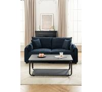 Living And Home 2-Seater Chenille Upholstered Sofa With Throw Pillows In Dark Blue Dark Blue One Size