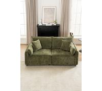 Living And Home 2-Seater Chenille Upholstered Sofa With Throw Pillows In Green Green One Size
