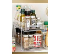 Living and Home 2-Tier Clear Storage Organizer Spice Rack with Pull-out Drawer for Kitchen & Bathroom - Clear - One Size