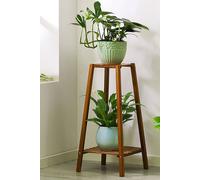 Living And Home 2-Tier Vintage Indoor Plant Stand Solid Wood Display Shelf Potted Holder Rack In Brown Brown One Size