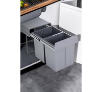 Living And Home 20L*2 Waste Bin Dustbin 2-Section Double Compartments Trash Can Kitchen In Grey Grey