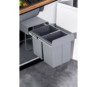 Living and Home 20L*2 Waste Bin Dustbin 2-Section Double Compartments Trash Can Kitchen in Grey Living and Home Grey