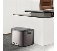 Living And Home 20L Black Titanium 410 Stainless Steel Trash Bin With Double Compartments