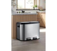 Living And Home 20L Stainless Steel Recycling Dustbin Compartment Step Open Trash Can Waste Bin With Dual Pedals In Metallic Silver