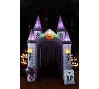Living And Home 230X280X350Cm Halloween Light-Up Inflatable Castle Arch With Towers, Torches, Spiders & Tombstones For Outdoor Yard & Party Decoration Multi One Size