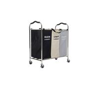 Living And Home 240L 3-Section Laundry Basket With Wheels Multi
