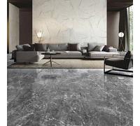 Living And Home 24Pcs Dark Grey 3D Stone Marble Effect Self Adhesive Pvc Floor Vinyl Tiles Covering 5M²