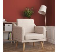 Living and Home 2ft Upholstered Armchair Linen Pebble Weave Padded Single Sofa - Beige