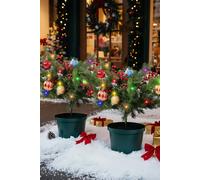 Living and Home 2pcs Artificial Pre-Lit Christmas Planter Bushes Decorations Living and Home Multicolor
