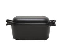 Living And Home 2Pcs Enamel Cast Iron 2-Use Bread Pan Loaf Pan Frying Pan In Black Black