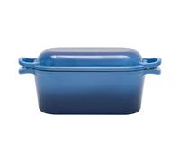 Living And Home 2Pcs Enamel Cast Iron 2-Use Bread Pan Loaf Pan Frying Pan In Blue Blue