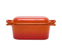 Living And Home 2Pcs Enamel Cast Iron 2-Use Bread Pan Loaf Pan Frying Pan In Orange Orange