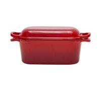 Living And Home 2Pcs Enamel Cast Iron 2-Use Bread Pan Loaf Pan Frying Pan In Red Red