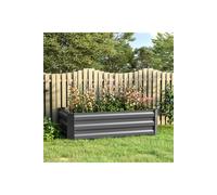 Living And Home 2Pcs Galvanized Steel Rectangular Raised Garden Bed Planter Box In Grey Grey L