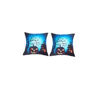 Living and Home 2Pcs Halloween Pumpkin & Haunted House Printed Throw Pillow | Size: 45 cm x 45 cm Living and Home Multicolor 45 cm x 45 cm