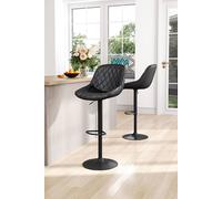 Living And Home 2Pcs Height Adjustable Swivel Bar Stools Pu Leather Diamond Lattice Counter Pub Dining Room Footrest Seat In Black Black One Size