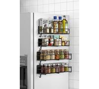 Living And Home 2Pcs Magnetic Fridge Storage Shelf With Hooks Hanging Spice Rack In Black Black