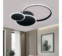 Living And Home 3 Circles Classic Black Finish Starry Sky Led Ceiling Light In White Light For Living Room Dining Room
