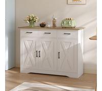 Living And Home 3-Door Wooden Sideboard With 3 Drawers