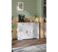 Living And Home 3-Door Wooden Sideboard With 3 Drawers In White White One Size