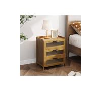 Living And Home 3-Drawer Narrow Bamboo Bedside Table In Brown Brown