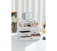 Living and Home 3 Drawers Modern Makeup Organizer with Mirror - White