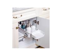 Living And Home 3-Grid Pull Out Sliding Storage Basket W/ Soap Box Wheeled Cabinet Drawer Organizer For Kitchen Bathroom In White White