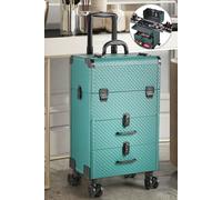 Living and Home 3 in 1 Professional Rolling Cosmetic Train Case Trolley Case Beauty Storage Box Luggage Storage Organizer - Green