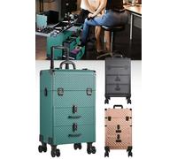 Living and Home 3 in 1 Rolling Cosmetic Train Case Trolley Case for Hairdressing Beauty - Rose Gold