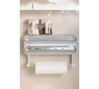 Living And Home 3-Layer Magnetic Wall Mounted Wrap Dispenser With Cutter & Paper Roll Holder In Grey Grey