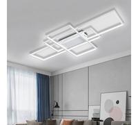 Living And Home 3 Layered Neutral Style Rectangular Acrylic Led Semi Flush Ceiling Light Fixture 110Cm Cool White