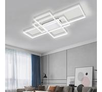 Living And Home 3 Lights White Neutral Style Rectangular Led Semi Flush Ceiling Light Fixture 90Cm Cool White