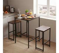 Living And Home 3-Piece Bar Table Set With Two Bar Stools