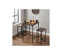 Living And Home 3-Piece Bar Table Set With Two Bar Stools In Black Black