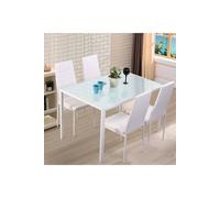 Living And Home 3-Piece Dining Table Set Of 2 High Back Dining Chairs And 120Cm Tempered Glass Table In White White One Size