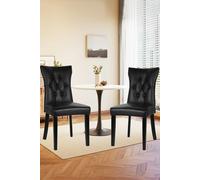 Living and Home 3-piece Set of Round Dining Table & 2 PU Leather Dining Chairs Coffee Table Set - Black