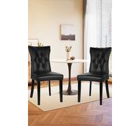 Living And Home 3-Piece Set Of Round Dining Table & 2 Pu Leather Dining Chairs Coffee Table Set In Black Black One Size