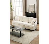 Living And Home 3-Seater Corduroy Upholstered Sofa With Throw Pillows In Beige Beige One Size