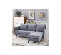 Living And Home 3-Seater Upholstered Corner Sectional Sofa In Grey Grey