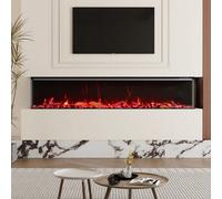Living And Home 3 Sided Electric Fireplace Inset With 12 Flame Colors, Remote Or App Control, 70 Inches