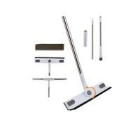 Living And Home 3-Swapable-Head Window Squeegee With Height Adjustable Long Handle Cleaning Tool Set In White White One Size