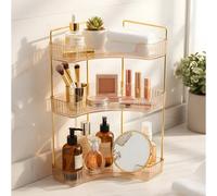 Living And Home 3-Tier Amber Corner Bathroom Counter Organiser, 34.5Cm W X 44.5Cm H