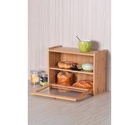 Living And Home 3-Tier Bamboo Bread Box Bread Bin Container For Kitchen Counter In Natural Natural One Size