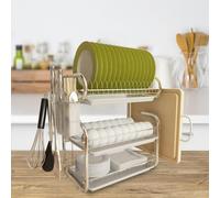 Living and Home 3-Tier Dish Drainer Storage Stand Bowl Plate Dryer Tray - White
