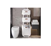 Living And Home 3-Tier Foldable Laundry Baskets With Casters In White White